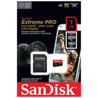 SanDisk microSD Extreme PRO - 1TB - Inclus un adaptateur SD et RescuePro Deluxe - UHS-I/U3/Full HD/4K UHD