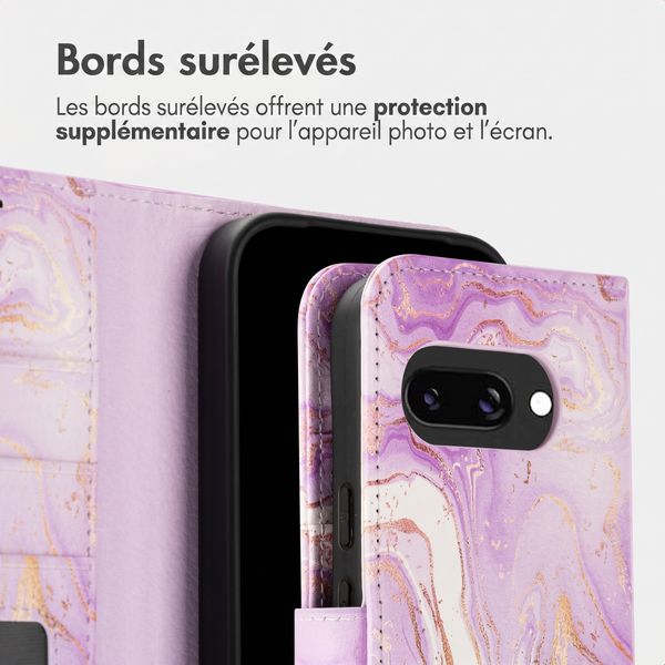 imoshion Étui de télephone portefeuille Design Google Pixel 9A - Purple Marble