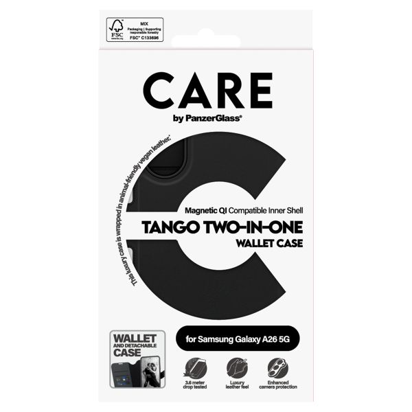 CARE by PanzerGlass Étui de téléphone portefeuille Tango 2 en 1 avec MagSafe Samsung Galaxy A26 - Noir