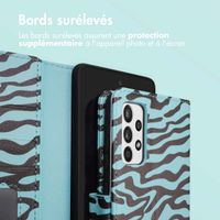 imoshion Étui de télephone portefeuille Design Samsung Galaxy A52(s) (5G/4G) - Black Blue Stripes
