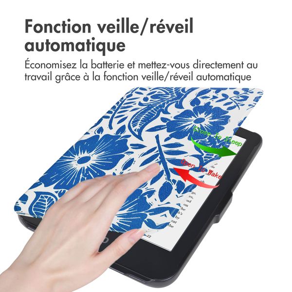 imoshion Design Slim Hard Case Sleepcover Kobo Clara 2E / Tolino Shine 4 - Flower Tile
