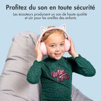 imoshion Casque sans fil pour enfants LED Light Cat Ear - Limiteur de décibels - Avec câble AUX - Rose