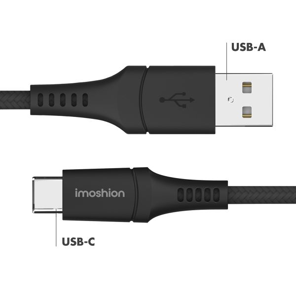 imoshion Braided USB-C vers câble USB - 1 mètre  - Noir