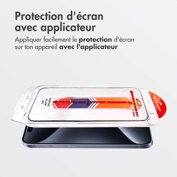 Accezz Protecteur d’écran en verre trempé + Applicateur Apple iPhone 15 Pro Max