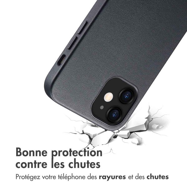 Accezz Coque arrière en cuir avec MagSafe Apple iPhone 12 (Pro) - Onyx Black
