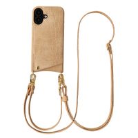 Selencia Coque de télephone Nova Croco avec cordon et porte-cartes Apple iPhone 17 - Toasted Almond