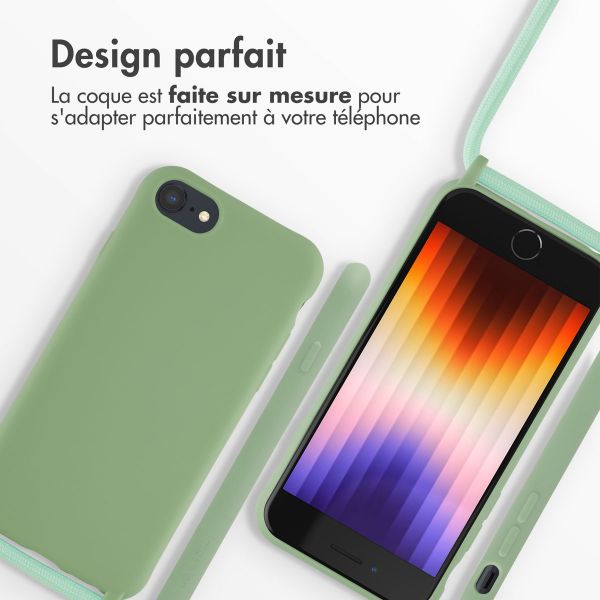 imoshion Coque en silicone avec cordon Apple iPhone SE (2022 / 2020) / 8 / 7 - Vert