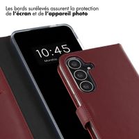 Selencia Étui portefeuille en cuir véritable Samsung Galaxy S25 FE - Burgundy