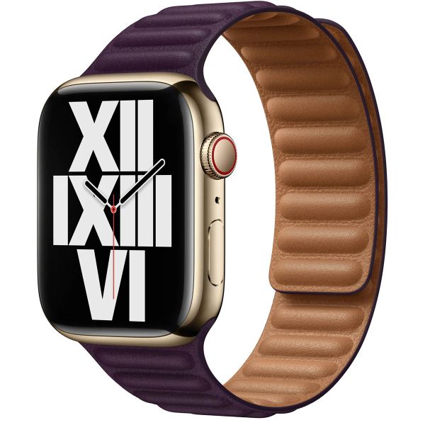 Apple Leather Link Apple Watch Series 1 á 10 / SE / Ultra (2) (44/45/46/49 mm) - Taille M/L - Dark Cherry