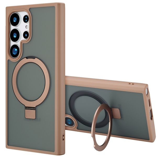 Accezz Coque Ring Stand avec MagSafe Samsung Galaxy S24 Ultra - Brown