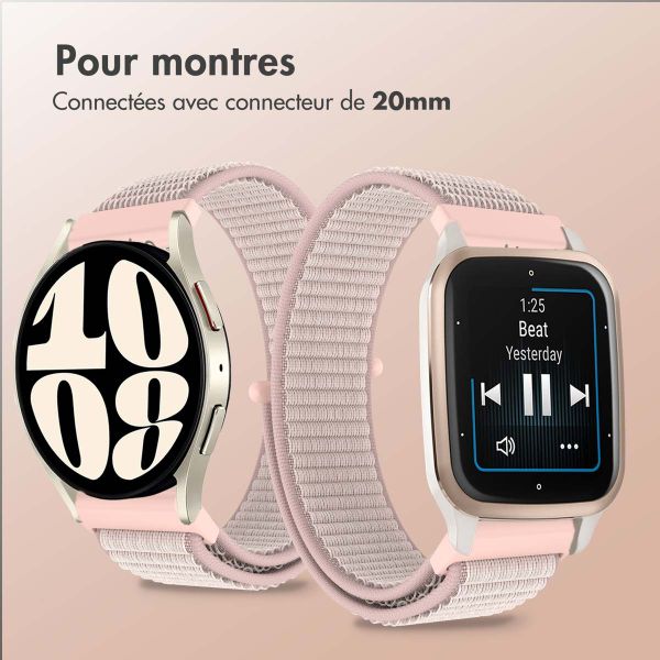 imoshion Bracelet en nylon avec fermeture velcro - Connexion universelle 20 mm - Rose