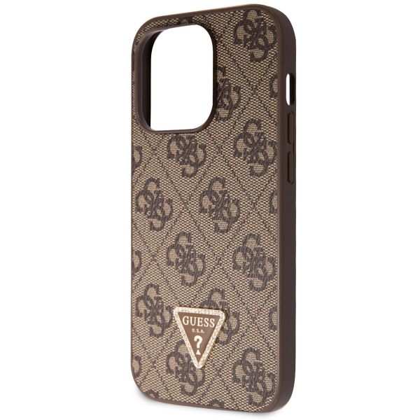 Guess Coque 4G Logo Triangle Strass iPhone 15 Pro - Brun