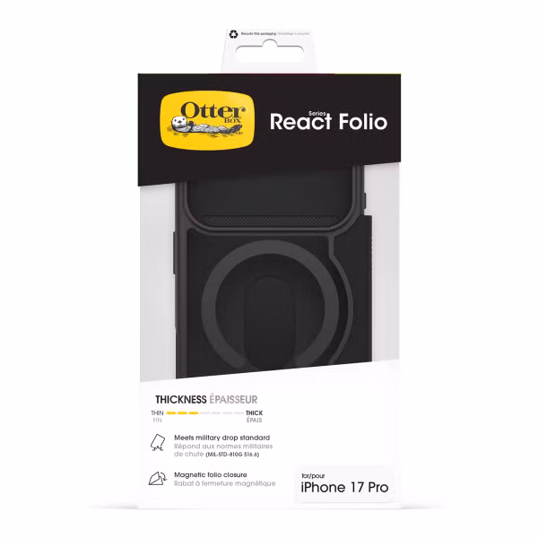 OtterBox Coque Folio React Apple iPhone 17 Pro - Clear / Black