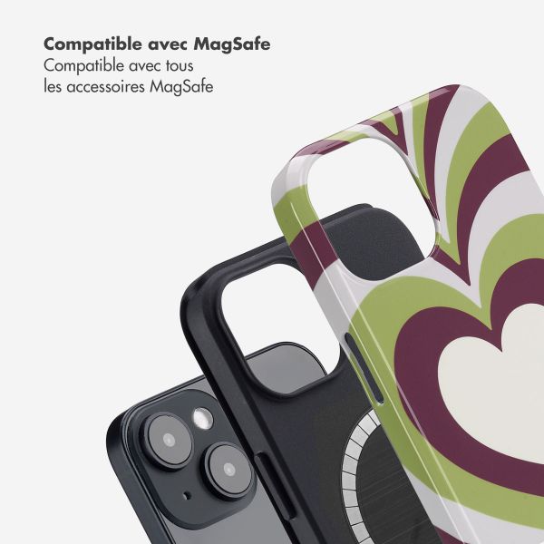 Selencia Coque arrière Vivid avec MagSafe Apple iPhone 14 - Double Hearts Plum Fern