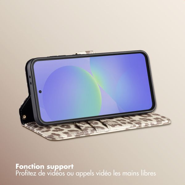 Selencia Étui de télephone portefeuille imprimé léopard Sabi Samsung Galaxy A36 / A56 - Soft Ivory