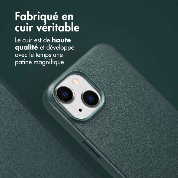 Accezz Étui de téléphone portefeuille en cuir 2-en-1 avec MagSafe Apple iPhone 14 - Cedar Green