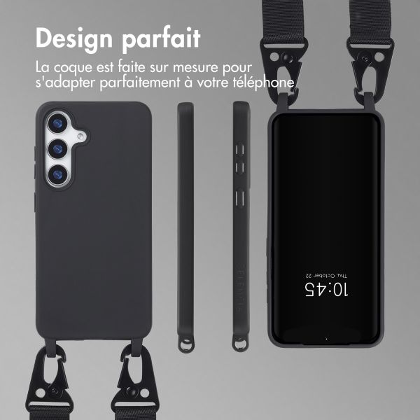 Selencia Coque design en silicone avec cordon Samsung Galaxy S25 Plus - Noir