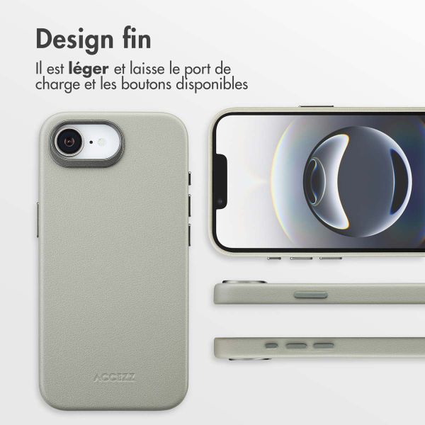 Accezz Coque arrière en cuir avec MagSafe Apple iPhone 16e - Light Grey