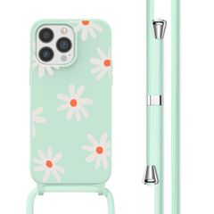 imoshion Coque design en silicone avec cordon Apple iPhone 13 Pro - Green Flower Distance