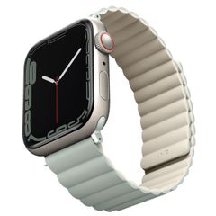Uniq Bracelet Revix réversible Apple Watch Series 1 t/m 9 / SE (38/40/41 mm) | Series 10 / 11 (42 mm) - Sage / Beige