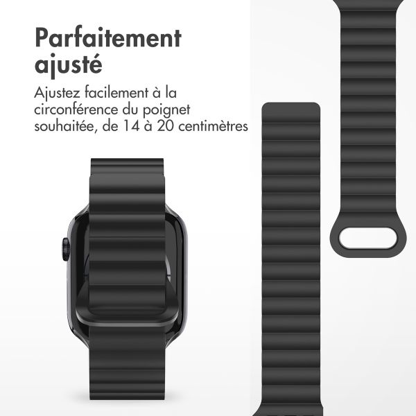 imoshion Bracelet en silicone magnétique Apple Watch Series 1 t/m 9 / SE (38/40/41 mm) | Series 10 / 11 (42 mm) - Noir / Gris