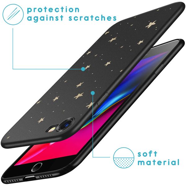 imoshion Coque Design iPhone SE (2022 / 2020) / 8 / 7 - Etoiles / Noir