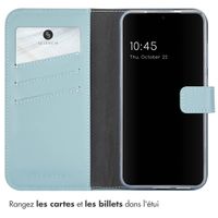 Selencia Étui portefeuille en cuir véritable Samsung Galaxy S25 Plus - Air Blue