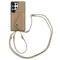 Selencia Coque à cordon avec porte-cartes enveloppe Sera Samsung Galaxy S25 Ultra - Beige