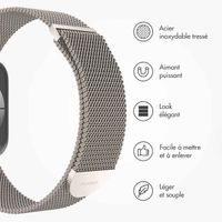 imoshion Bracelet magnétique milanais Apple Watch Series 1-10 / SE / Ultra (2) - 42/44/45/46/49 mm - Taille M - Starlight