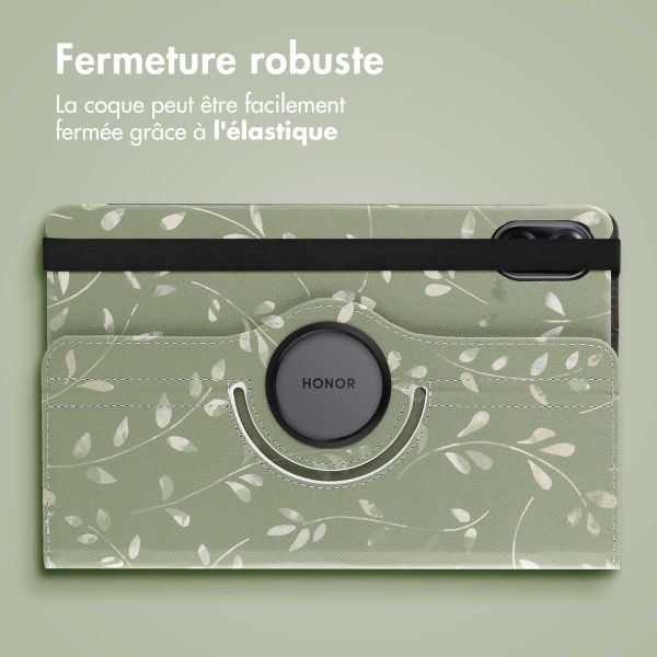 imoshion Coque tablette Design rotatif à 360° Honor Pad X9 - Green Flowers