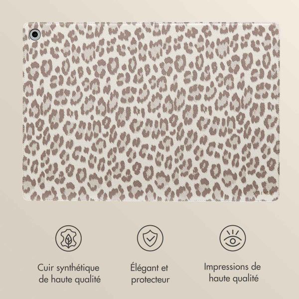 Selencia Coque tablette Sabi avec imprimé léopard Samsung Galaxy Tab A9 Plus - Soft Ivory