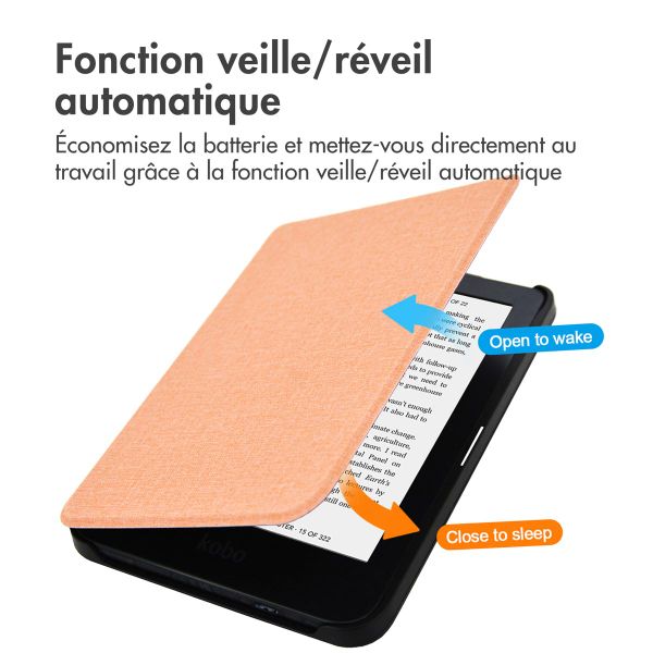imoshion Étui de liseuse portefeuille Canvas Kobo Clara 2E / Tolino Shine 4 - Peach