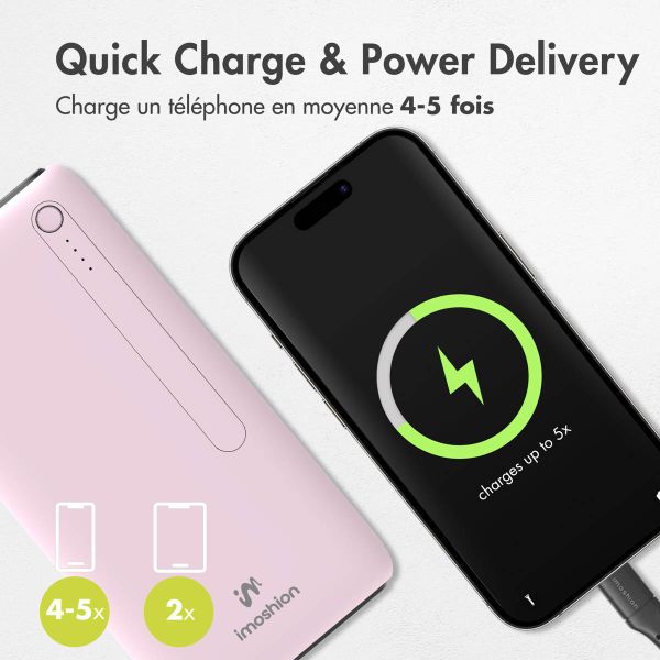 imoshion Batterie externe - 27.000 mAh - Quick Charge et Power Delivery - Rose