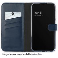 Selencia Étui portefeuille en cuir véritable Samsung Galaxy S24 FE - Bleu