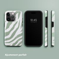 Selencia Coque arrière Vivid Apple iPhone 15 Pro - Colorful Zebra Sage Green