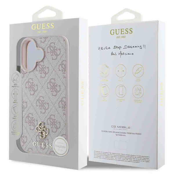 Guess Coque 4G Metal Logo MagSafe Apple iPhone 16 - Rose