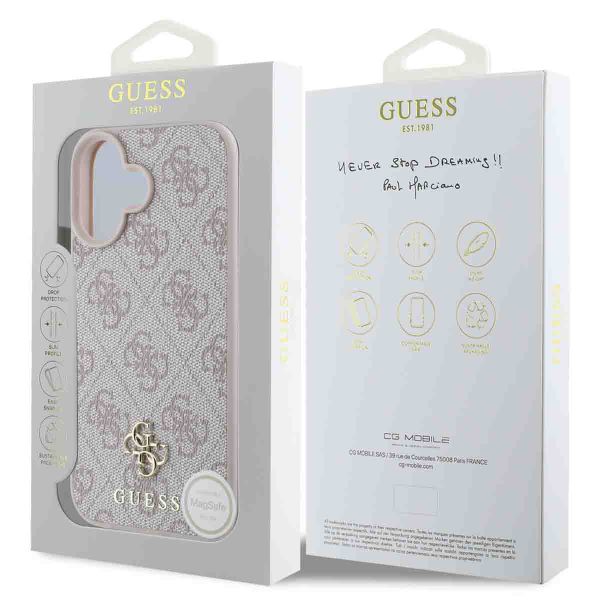 Guess Coque 4G Metal Logo MagSafe iPhone 16 - Rose