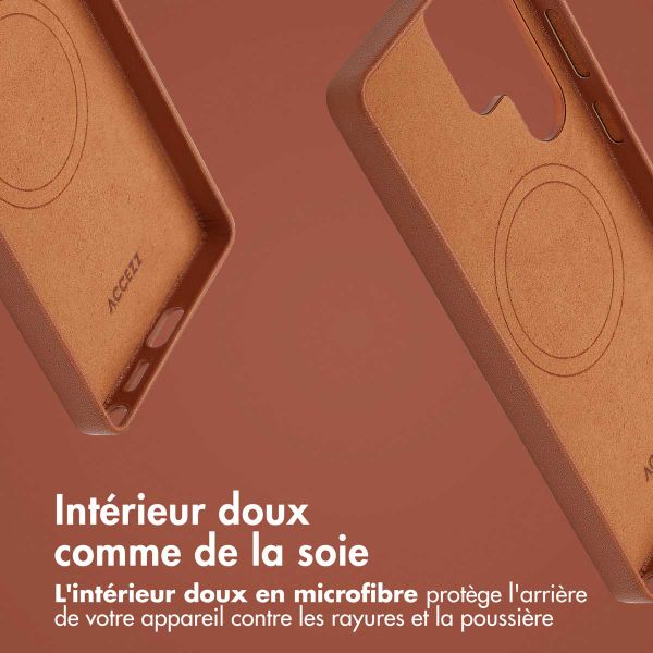 Accezz Coque arrière en cuir avec Magsafe Samsung Galaxy S25 Ultra - Sienna Brown