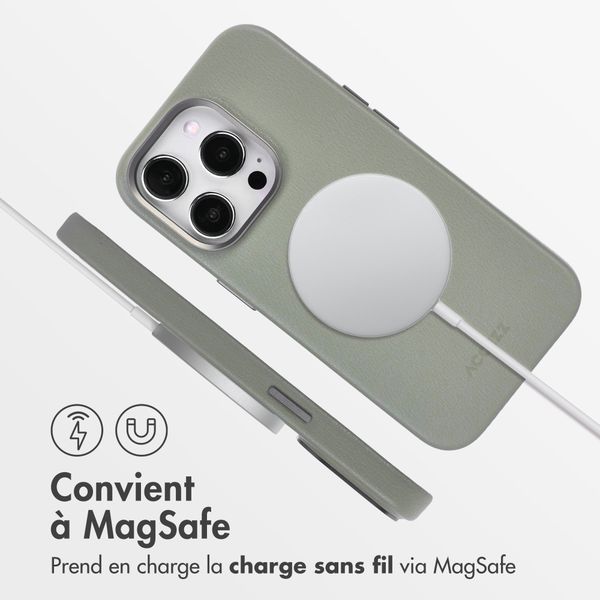 Accezz Coque arrière en cuir avec MagSafe Apple iPhone 14 Pro - Light Grey