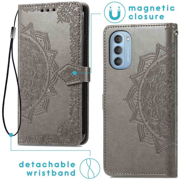 imoshion Etui de téléphone portefeuille Mandala Motorola Moto G51 - Gris