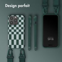 Selencia Coque design en silicone avec cordon amovible Apple iPhone 14 Pro - Irregular Check Green