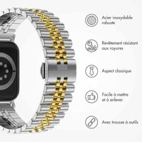 Selencia Bracelet Metallique Jubilee Apple Watch Series 1 t/m 11 / SE / Ultra (44/45/46/49 mm) - Argent et Or