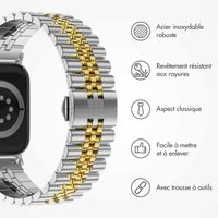 Selencia Bracelet Metallique Jubilee Apple Watch Series 1 á 10 / SE / Ultra (2) (44/45/46/49 mm) - Argent et Dorée