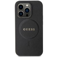 Guess Coque arrière Saffiano MagSafe iPhone 15 Pro Max - Noir