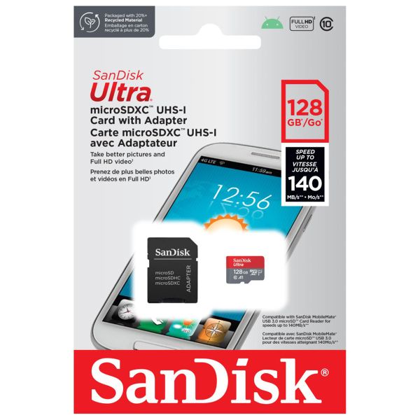 SanDisk microSD Ultra - 128GB - inclus SD Adapter - Full HD