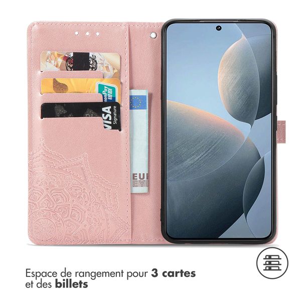 imoshion Etui de téléphone portefeuille Mandala Xiaomi Poco X6 Pro - Rose Dorée