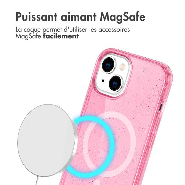 imoshion Coque Pailletée avec MagSafe Apple iPhone 14 - Paillettes Rose