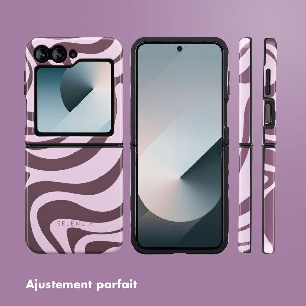 Selencia Coque arrière Vivid Samsung Galaxy Z Flip 6 / Flip 7 FE - Wavy Swirl Pink Plum