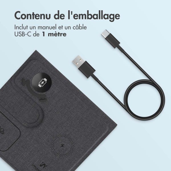 imoshion Chargeur sans fil pliable 3-en-1 Samsung - Galaxy Phone / Galaxy Buds / Galaxy Watch - Gris