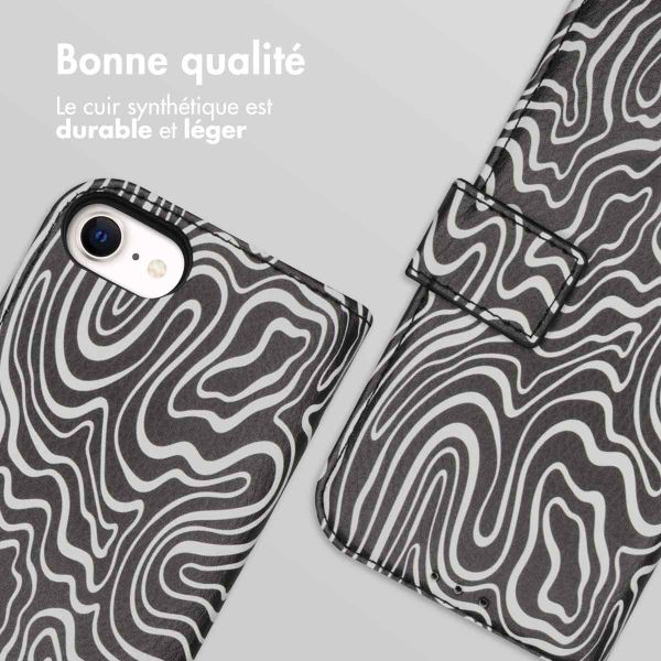 imoshion Étui de télephone portefeuille Design Apple iPhone SE (2022 / 2020) / 8 / 7 / 6(s) - Black And White